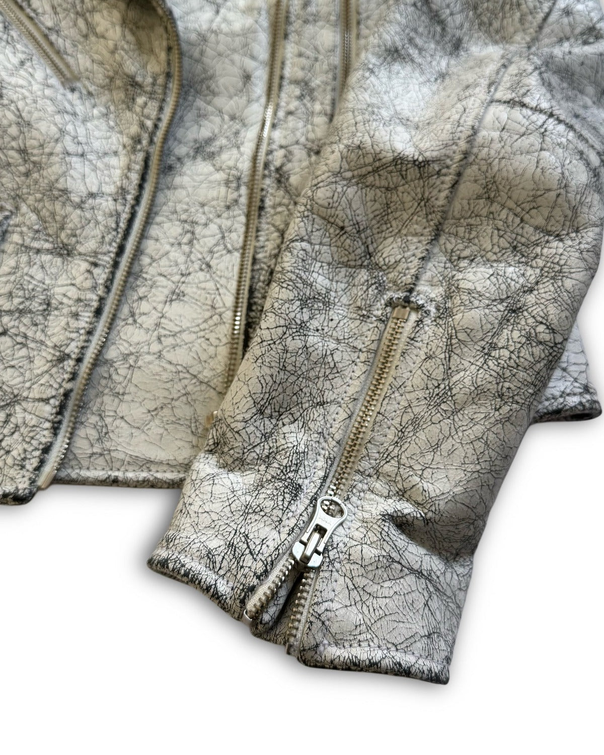 Maison Margiela MM6 AW16 Cracked White Leather Biker Jacket