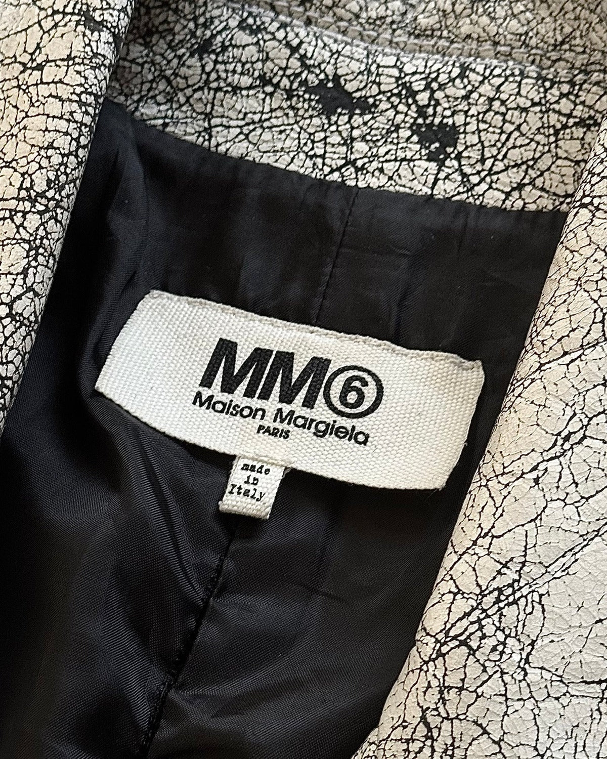 Maison Margiela MM6 AW16 Cracked White Leather Biker Jacket