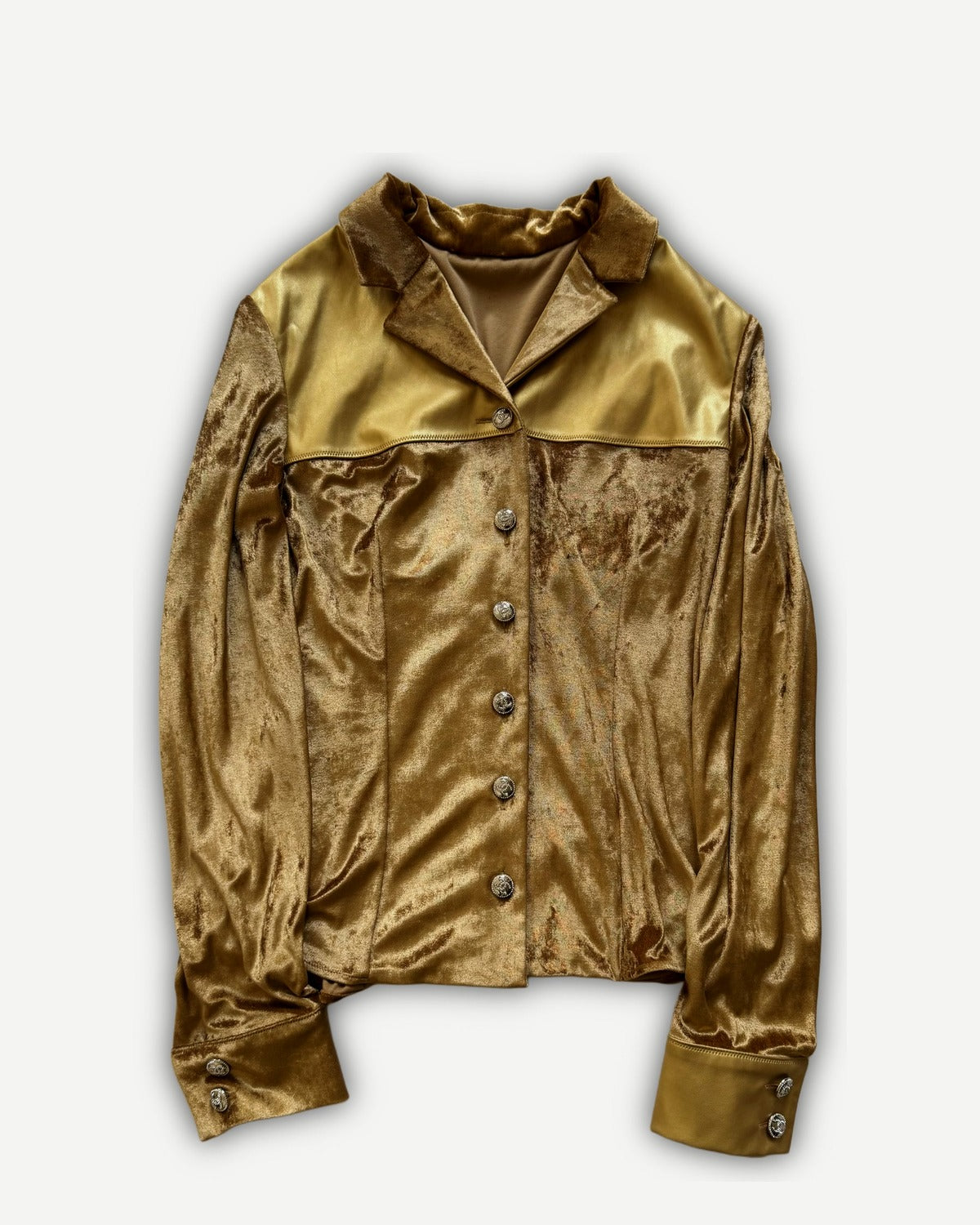 Chanel 2025 Sample Gold Velvet Western Shirt