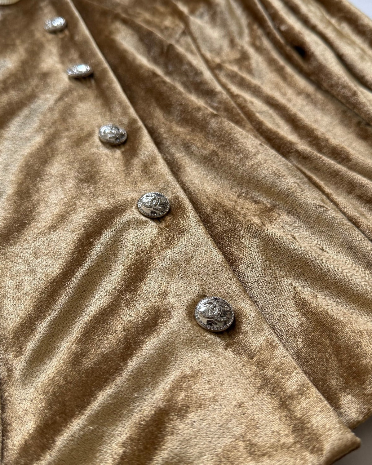 Chanel 2025 Sample Gold Velvet Western Shirt