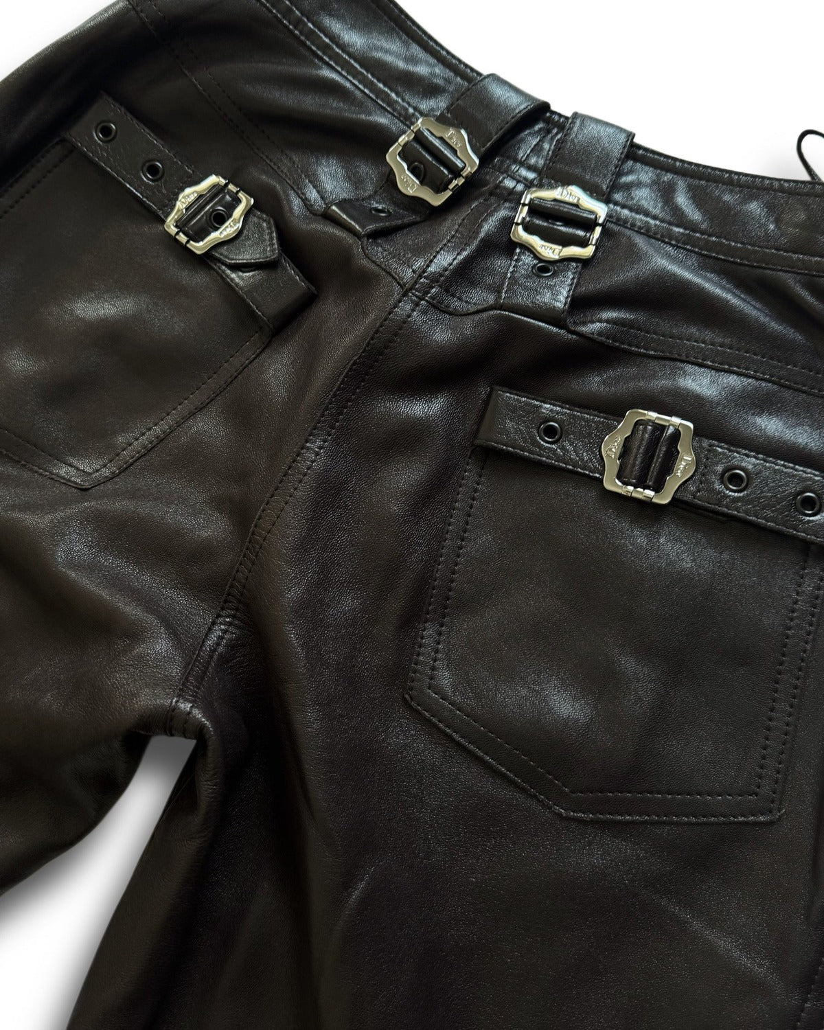 Christian Dior by John Galliano AW03 Belted Eyelet Leather Pants