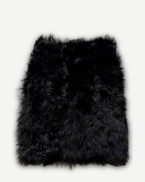 Chanel 2024 Sample Black Faux Fur Skirt