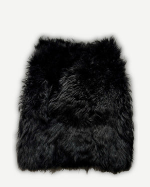 Chanel 2024 Sample Black Faux Fur Skirt