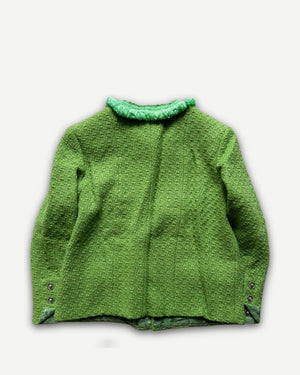 Chanel 2025 Prototype Green Ruffled Boucle Jacket