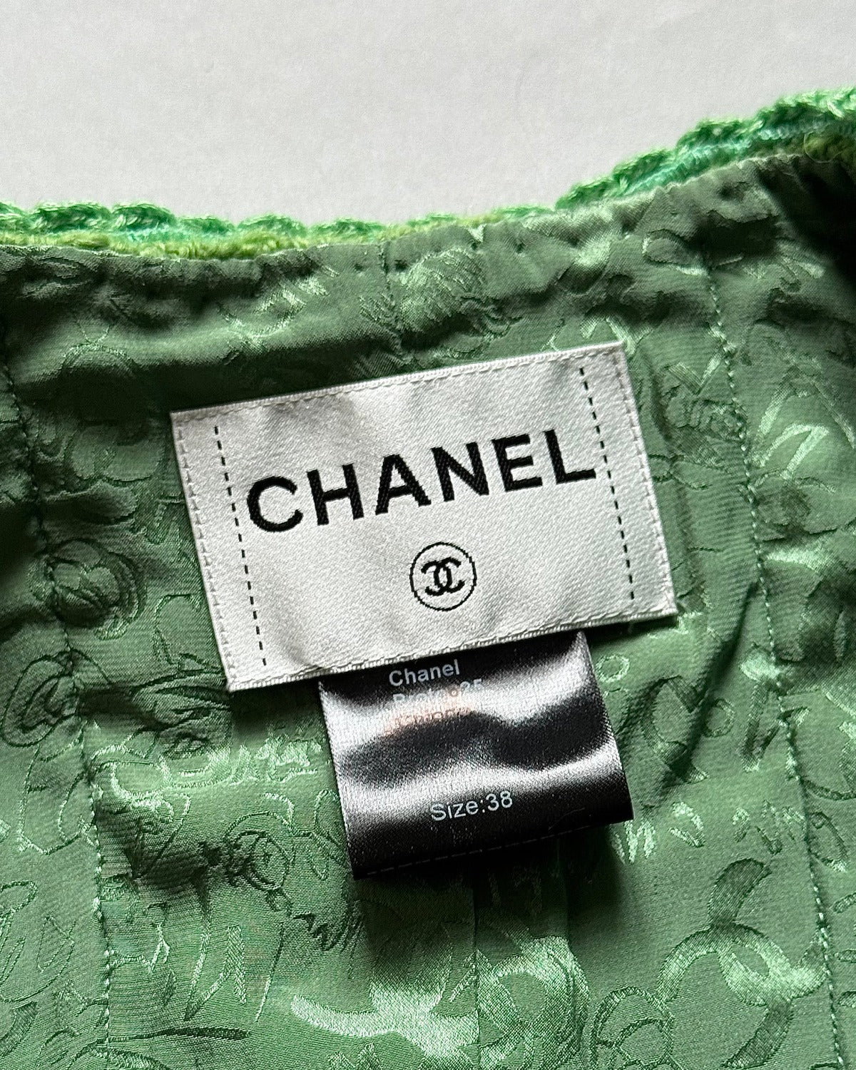 Chanel 2025 Prototype Green Ruffled Boucle Jacket