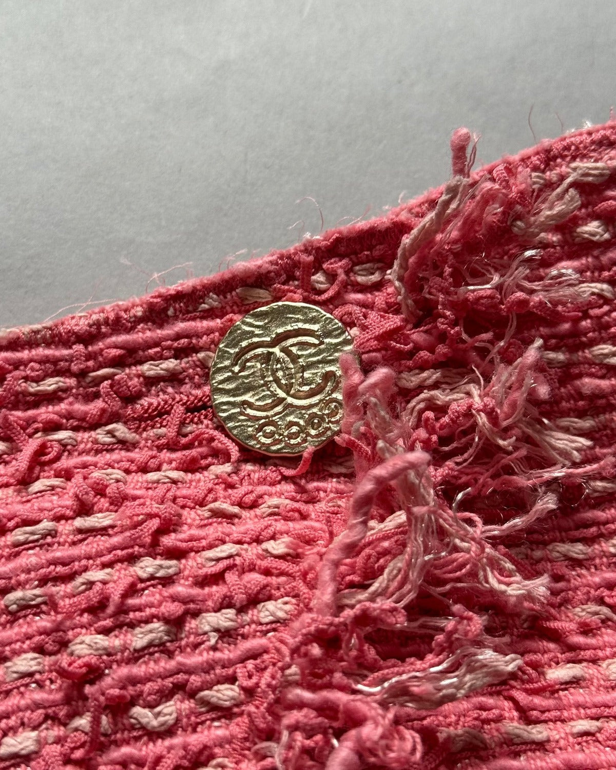Chanel 2025 Sample Pink Mini Fringed Boucle Skirt