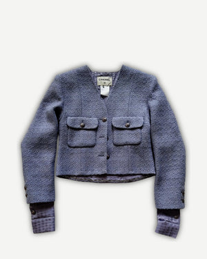Chanel 2025 Sample Elongated Sleeve Cropped Boucle Jacket