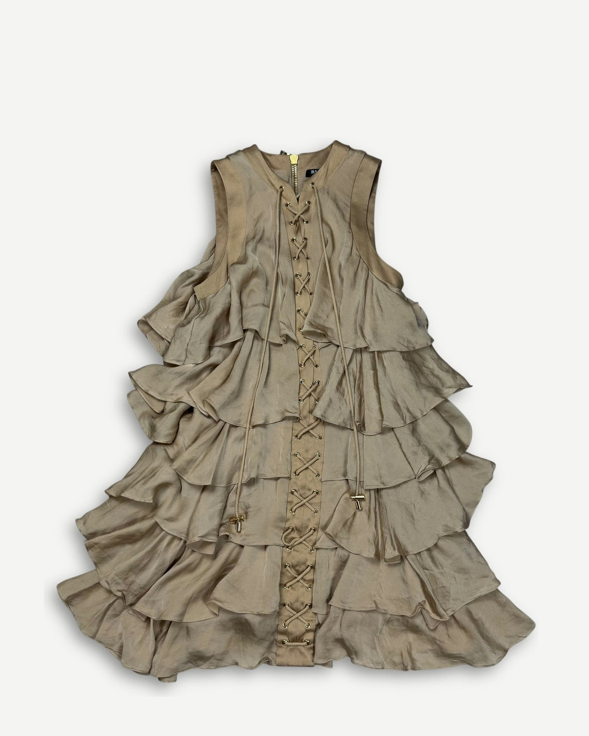 Balmain 2000s by Christophe Decarnine Layered Backlace Silk Dress