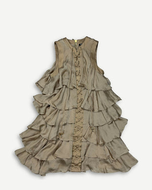 Balmain 2000s by Christophe Decarnine Layered Backlace Silk Dress