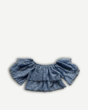 Chanel 2024 Rushed Layered Floral Crystal Embellished Crop Top Sample
