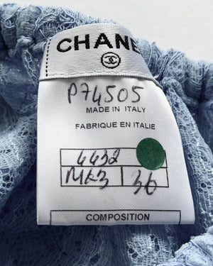 Chanel 2024 Rushed Layered Floral Crystal Embellished Crop Top Sample