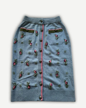 Chanel 2024 Cashmere Floral Skirt Sample