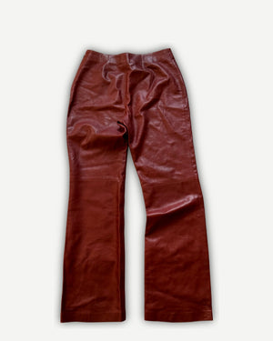 Chanel AW00 by Karl Lagerfeld Red Flared Leather Pants