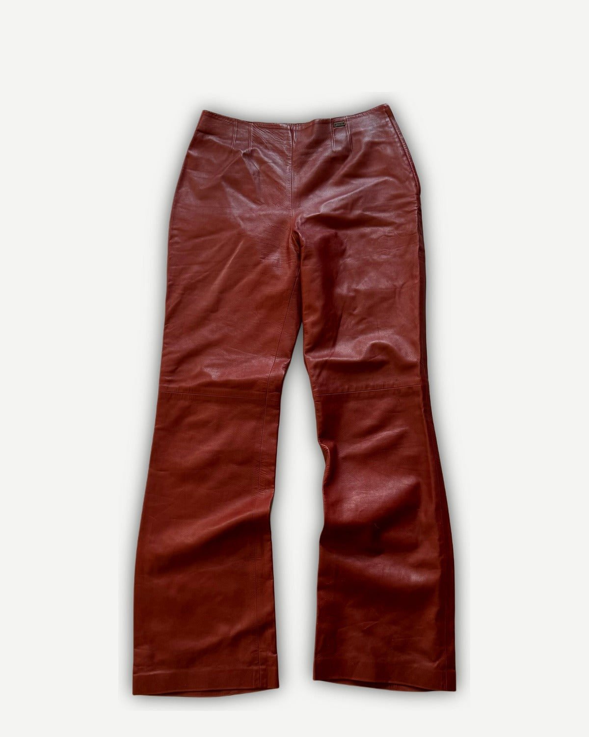 Chanel AW00 by Karl Lagerfeld Red Flared Leather Pants
