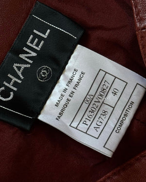 Chanel AW00 by Karl Lagerfeld Red Flared Leather Pants