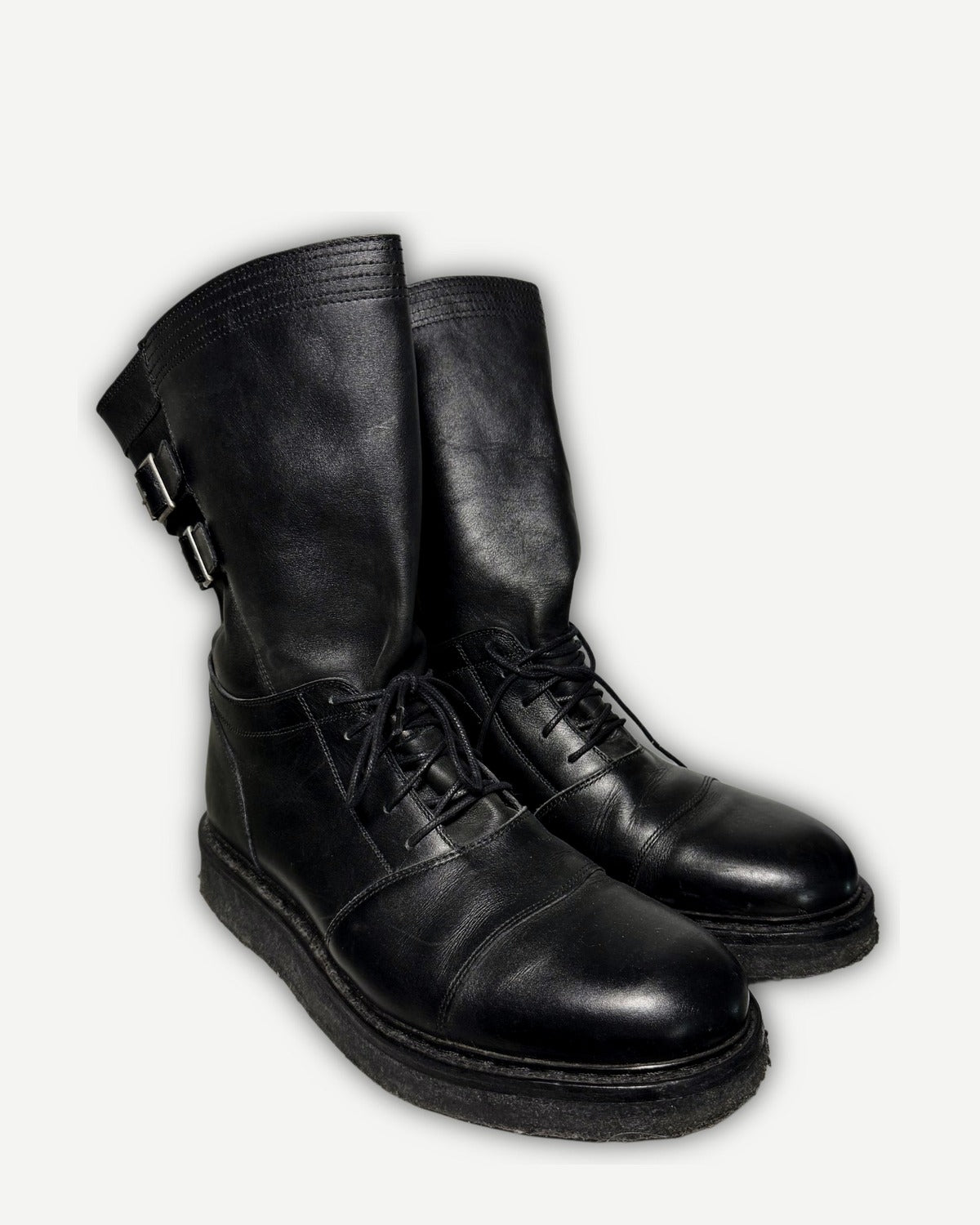 Balmain by Christophe Decarnin Belted Engineer Leather Boots