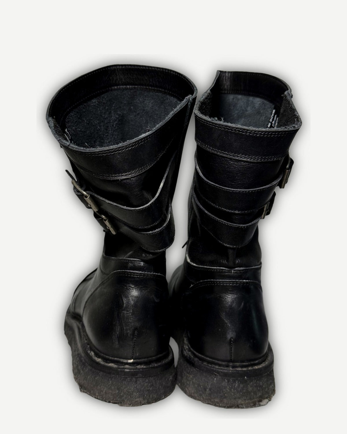 Balmain by Christophe Decarnin Belted Engineer Leather Boots