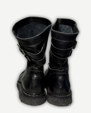 Balmain by Christophe Decarnin Belted Engineer Leather Boots
