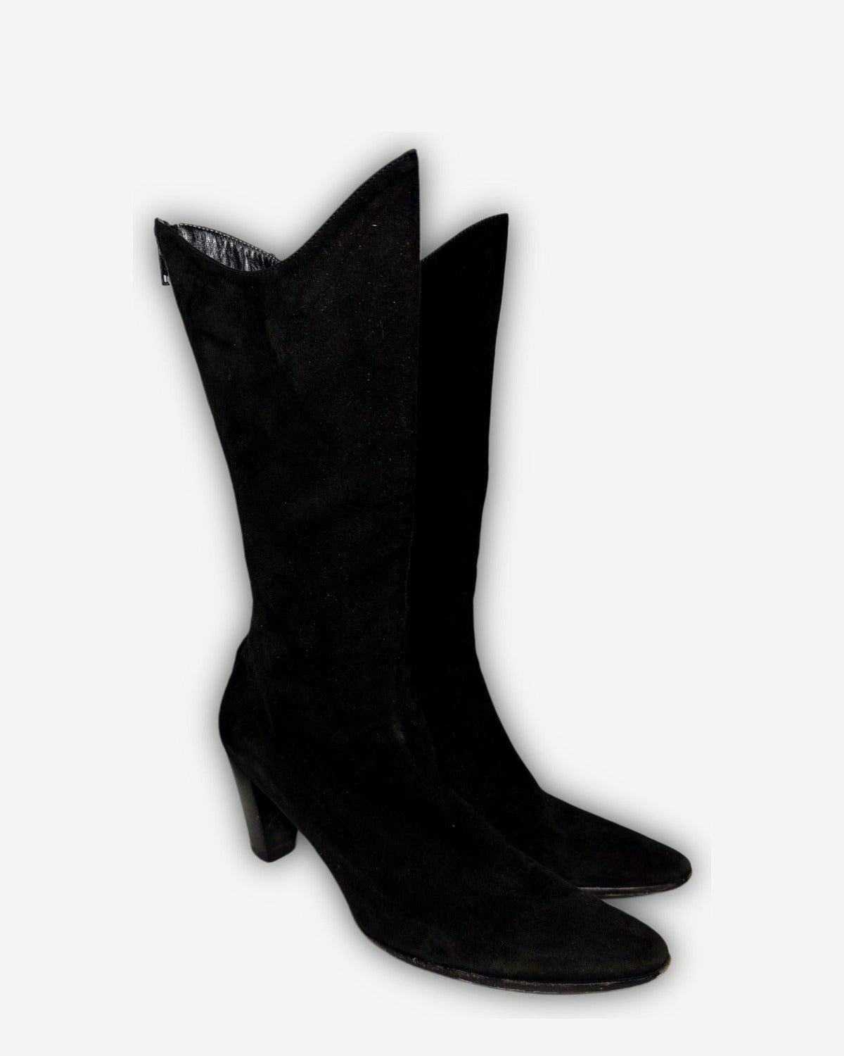Helmut Lang 2000s Backzip Suede Boots