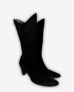 Helmut Lang 2000s Backzip Suede Boots