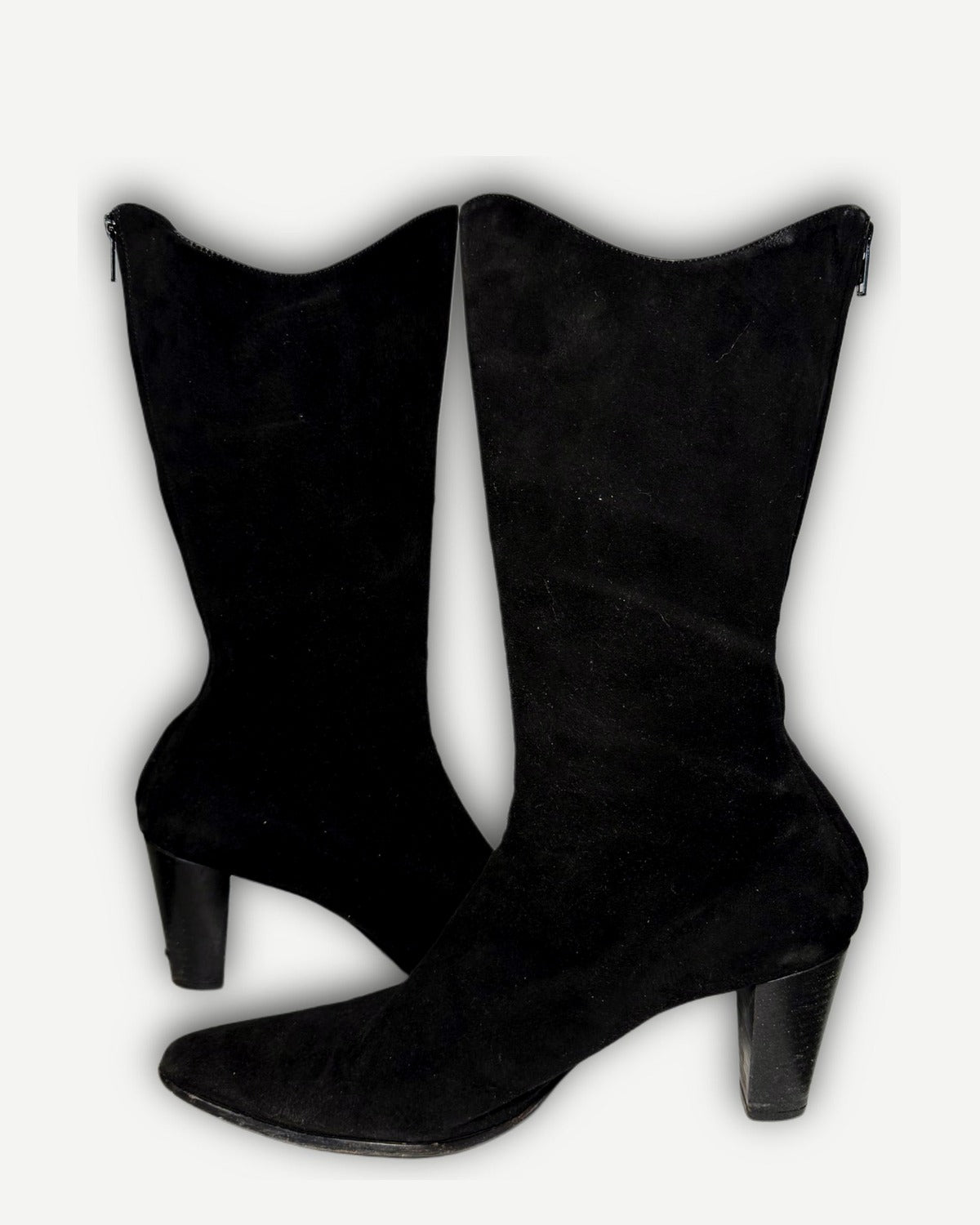 Helmut Lang 2000s Backzip Suede Boots