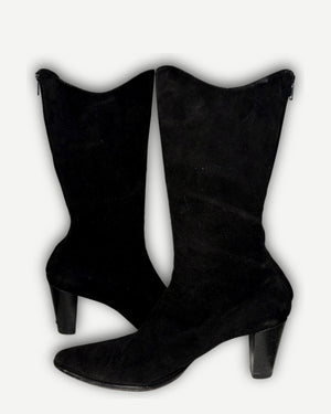 Helmut Lang 2000s Backzip Suede Boots
