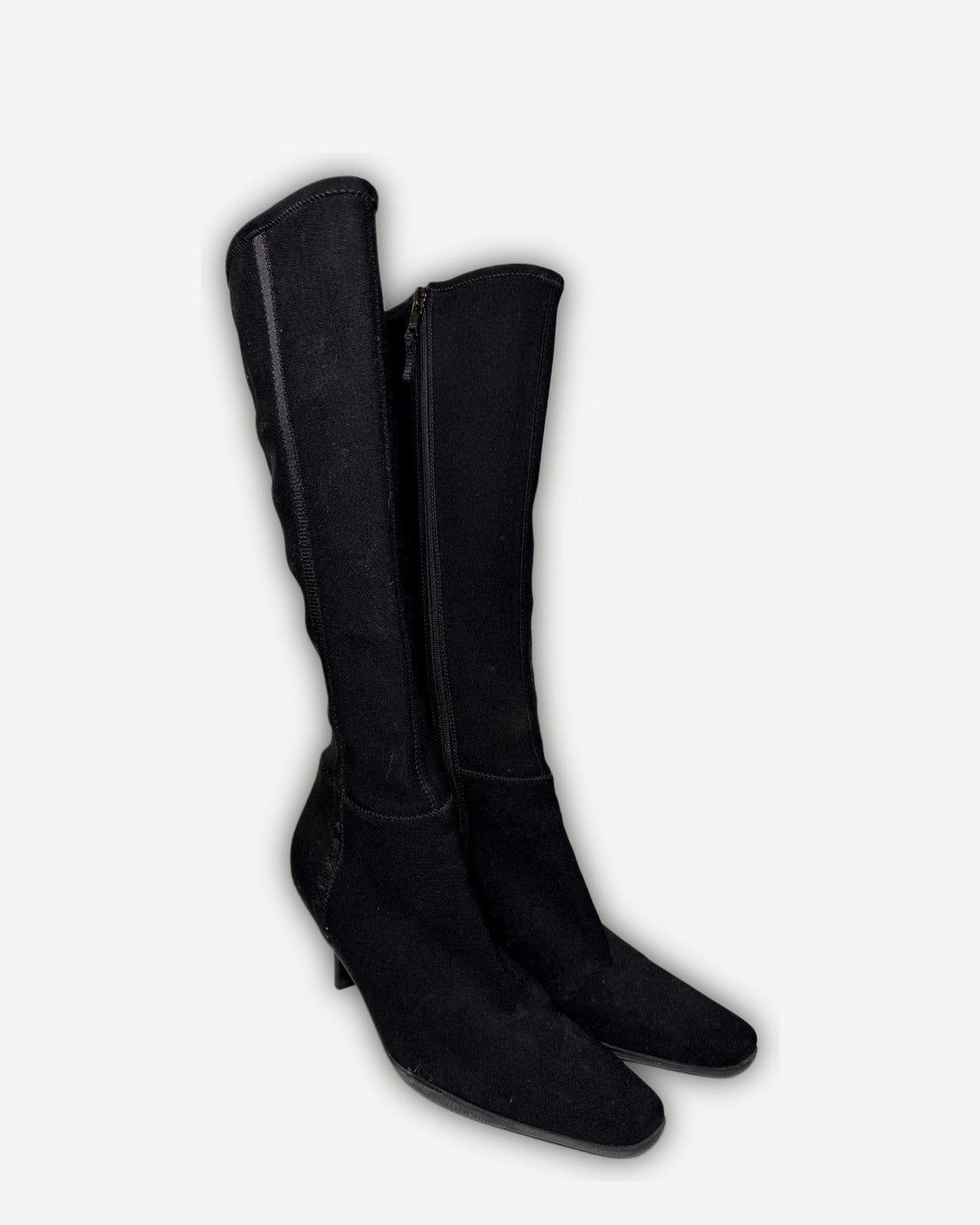 Prada FW99 Grey Wool Heeled Boots