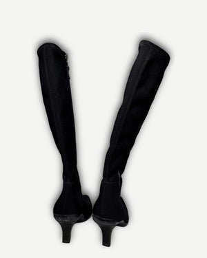 Prada FW99 Grey Wool Heeled Boots
