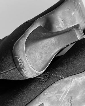 Prada FW99 Grey Wool Heeled Boots