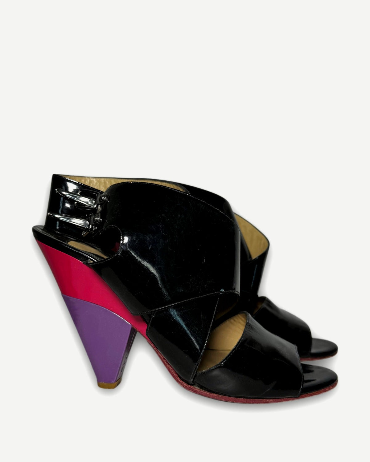 Chloe 2000s by Phoebe Philo Multicolor Patent Leather Strap Heels