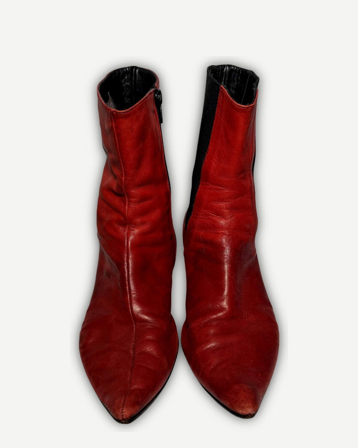 Maison Martin Margiela Artisanal Mismatched Red Pointed Toe Leather Heels