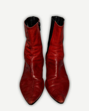 Maison Martin Margiela Artisanal Mismatched Red Pointed Toe Leather Heels
