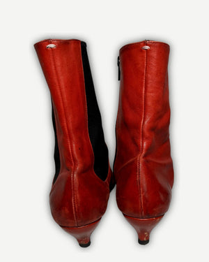 Maison Martin Margiela Artisanal Mismatched Red Pointed Toe Leather Heels