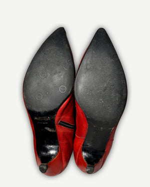 Maison Martin Margiela Artisanal Mismatched Red Pointed Toe Leather Heels