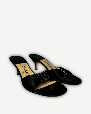 Chanel 2000s by Karl Lagerfeld Crystal Logo Heels