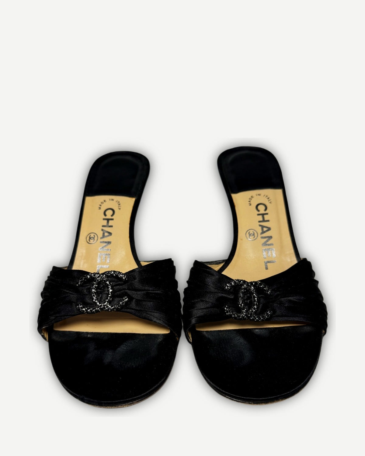 Chanel 2000s by Karl Lagerfeld Crystal Logo Heels