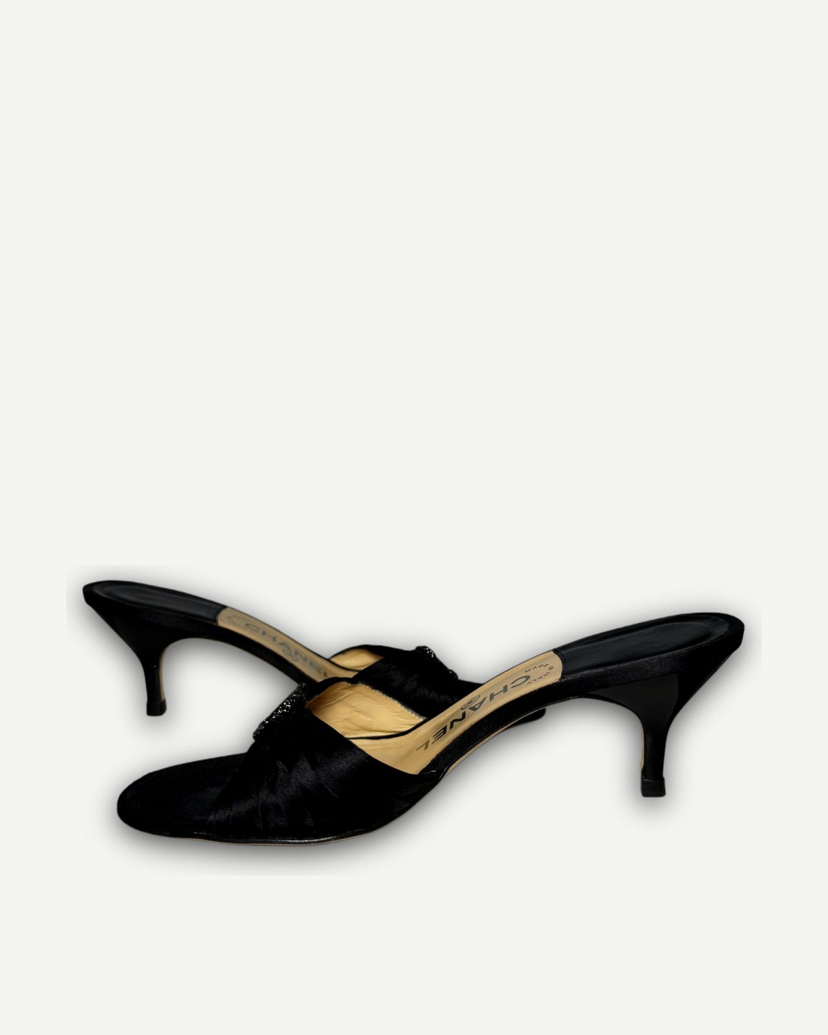 Chanel 2000s by Karl Lagerfeld Crystal Logo Heels