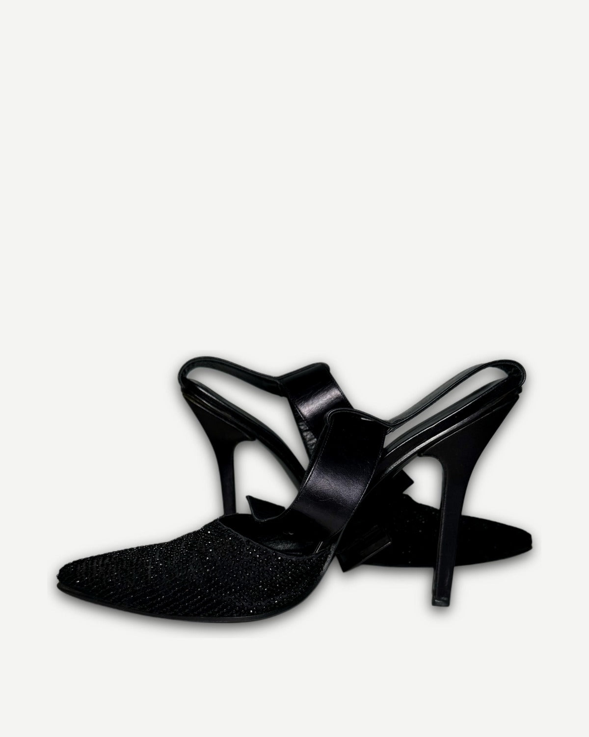 Gucci 1997 by Tom Ford Swarovski Crystal Beaded Ankle Strap Heels
