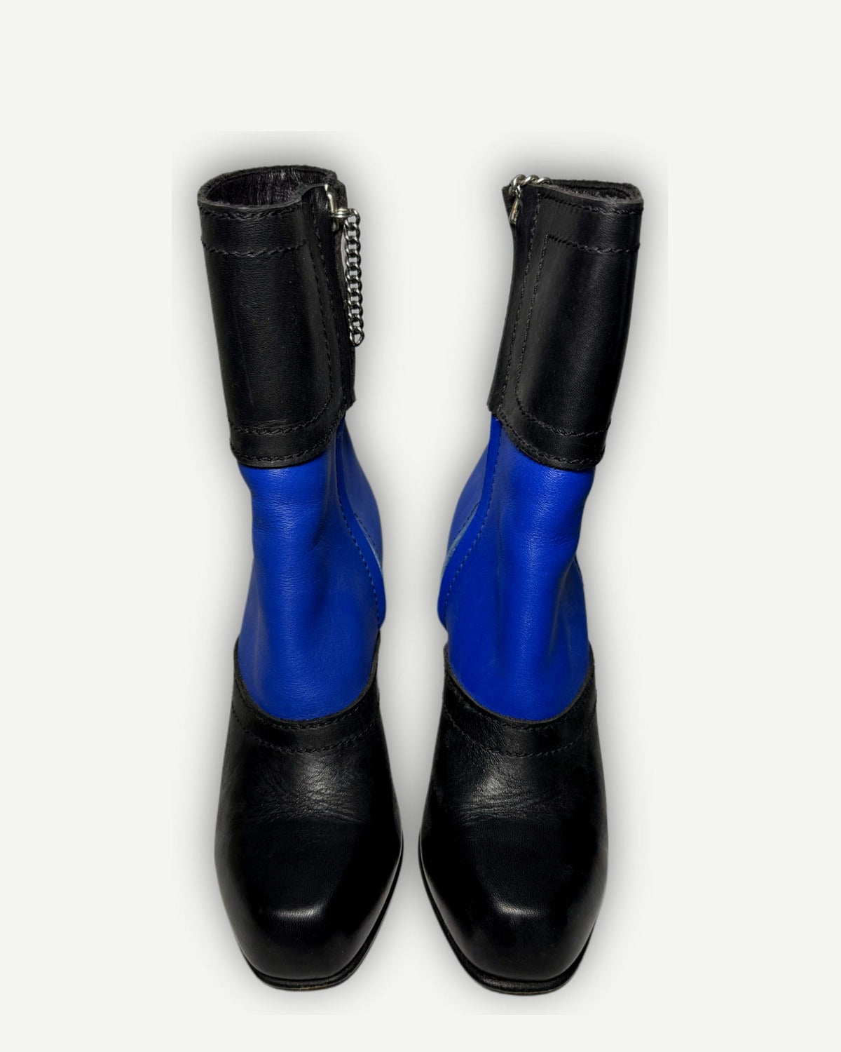 Dirk Bikkembergs 2001 Paneled Leather Metal Heel Zip Boots