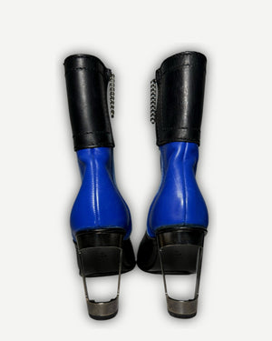 Dirk Bikkembergs 2001 Paneled Leather Metal Heel Zip Boots