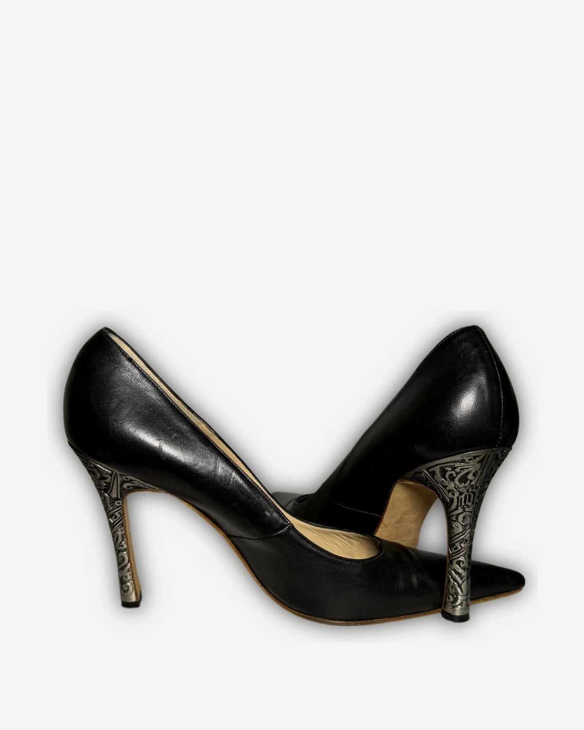 Gianni Versace 80s Metal Engraved Heels