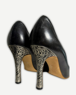 Gianni Versace 80s Metal Engraved Heels