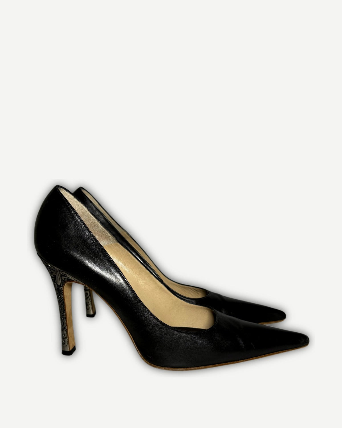 Gianni Versace 80s Metal Engraved Heels