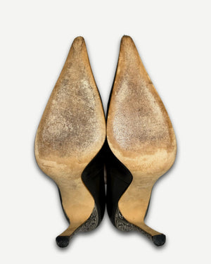 Gianni Versace 80s Metal Engraved Heels