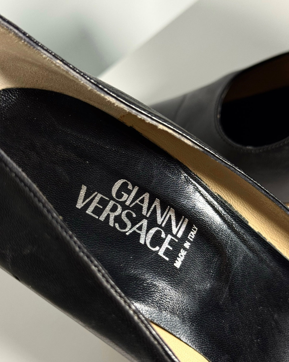 Gianni Versace 80s Metal Engraved Heels