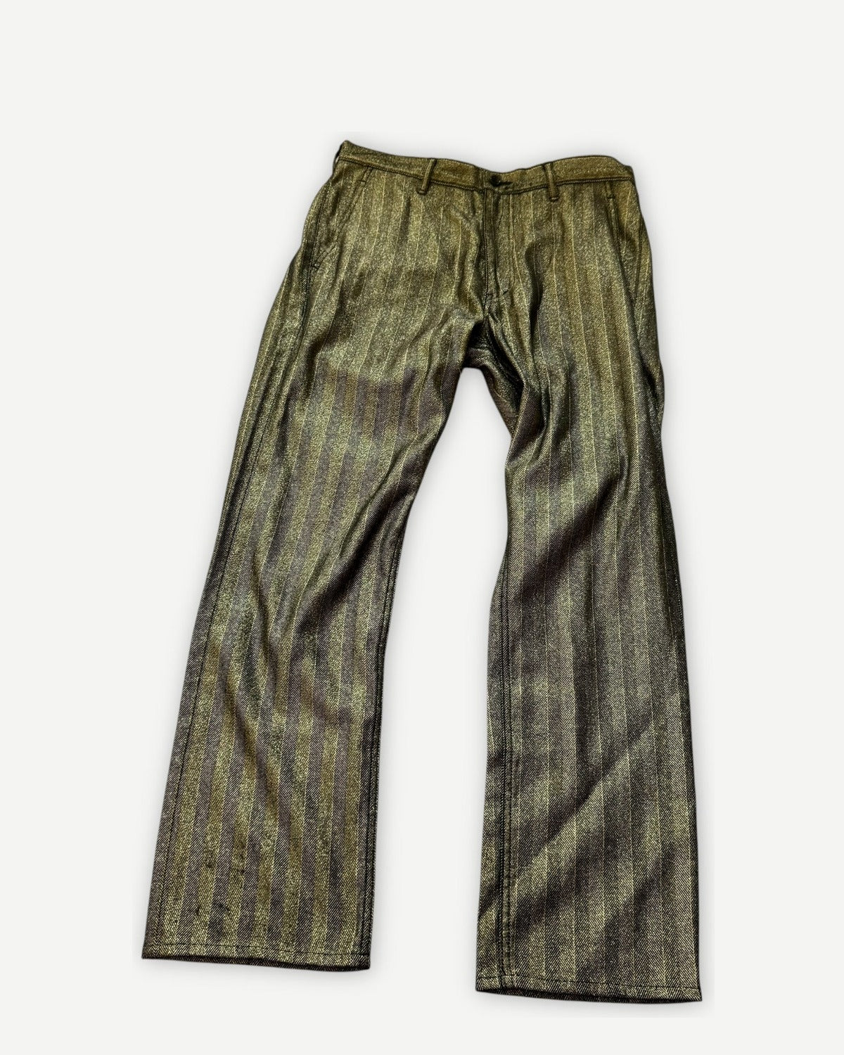 Comme des Garçons Homme Plus 2005 Gold Glitter Pinstripe Pants