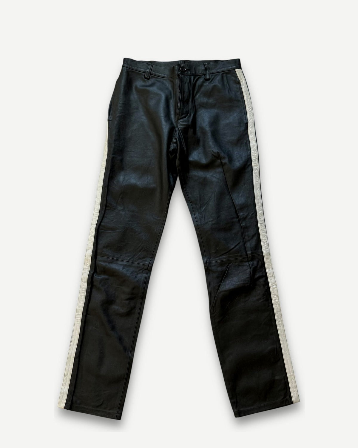 Helmut Lang AW97 Side Stripe Black Leather Pants