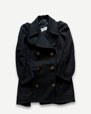 Maison Martin Margiela AW89 Cigarette Shoulder Black Wool Coat