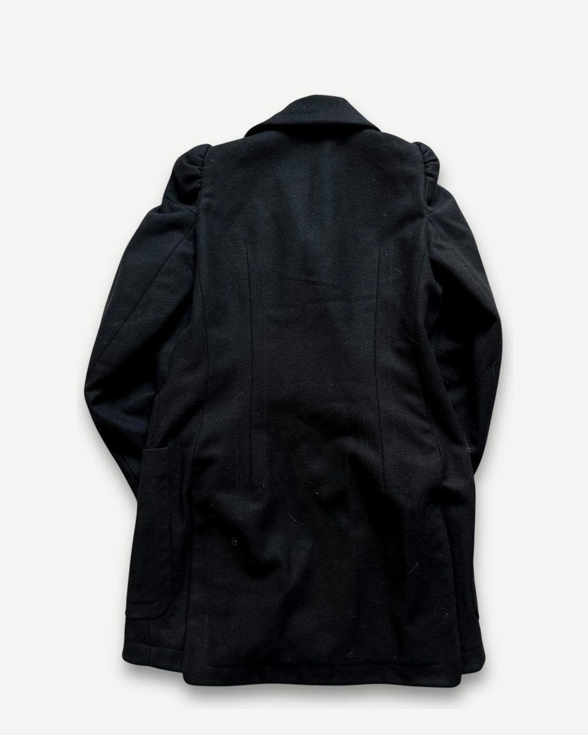 Maison Martin Margiela AW89 Cigarette Shoulder Black Wool Coat