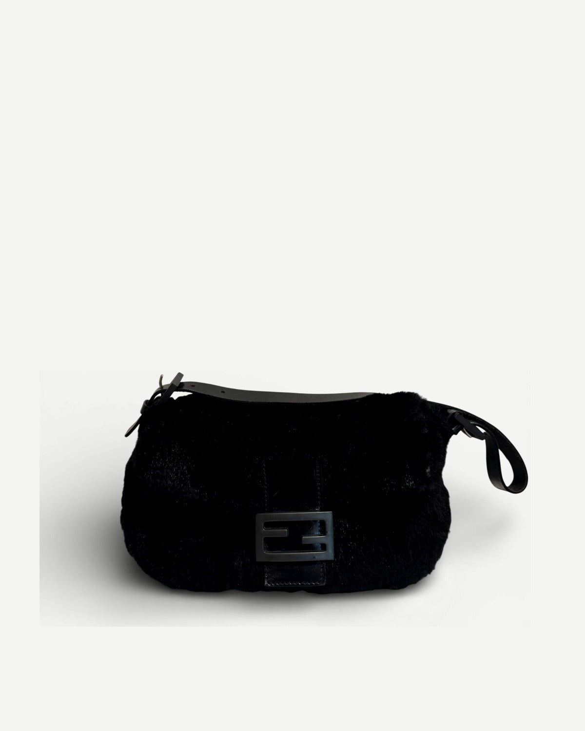 Fendi 2000s Black Fur Baguette Bag